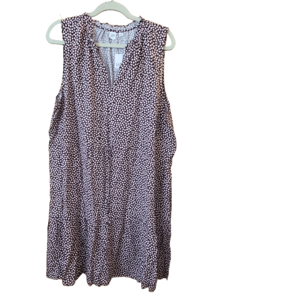 GAP Factory Sleeveless Splitneck Mini Dress burgundy floral XXL